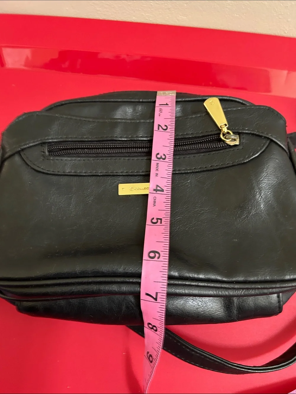 NY Collection Black Crossbody Bag with Gold Accents
